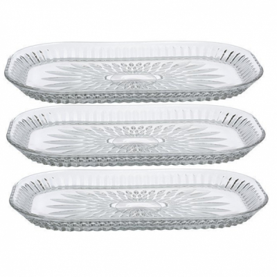 Set 3 Platouri Sticla Vetro GDglass 20.5x17.5cm PL1183GCL 3xCNN40387