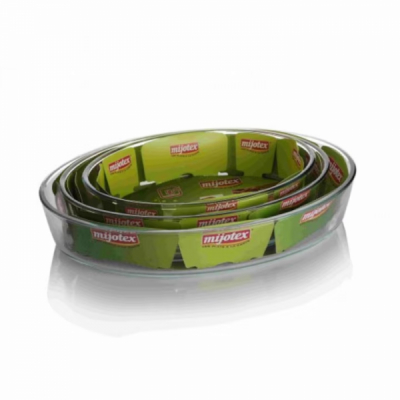 Set 3 Vase Yena Ovale Mijotex PL10 sticla termorezistenta 1.6/2.4/3.2l DNC16729