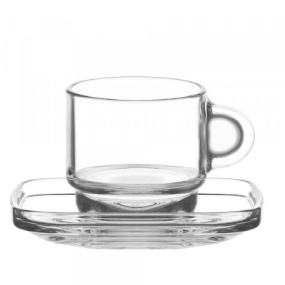 Set 36 Cesti 91ml Espresso cu 36 Farfurii Sticla Groasa Suprapozabile Cozy 409 ARTC