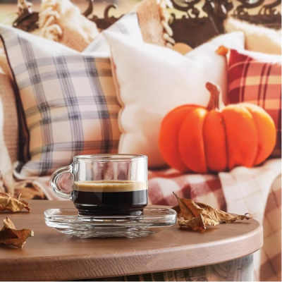 Set 36 Cesti 91ml Espresso cu 36 Farfurii Sticla Groasa Suprapozabile Cozy 409 ARTC