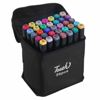 Set 36 Markere 2 capete subtire si gros geanta depozitare Multicolor Touch DNC66916