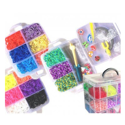 Set 3600 Elastice Loom Bands cu Gentuta Plastic 3 Nivele