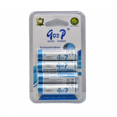 Set 4 Acumulatori reincarcabili GooD R6 AA 2700mAh 1.2V Ni-Mh  8A013 XXM