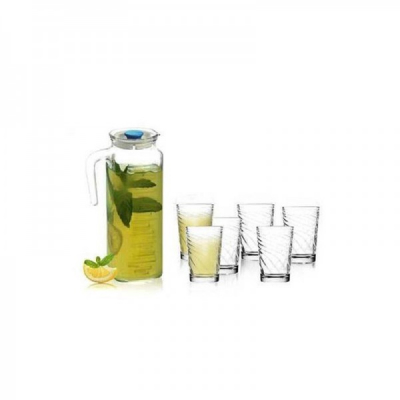 Set 4 carafe 1.2L cu 24 pahare 22ml din sticla Filiz S2