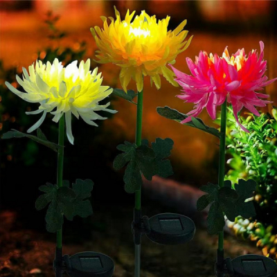 Set 4 Lampi Solare Pentru Casa si Gradina Flori Crizantema Galbena