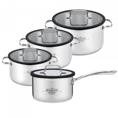 Set 4 Oale Inox 8 Piese cu Capace Bohmann Premium BP083008