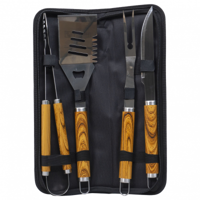 Set 4 piese din INOX pentru gratar si borseta depozitare Zilan ZTS8329