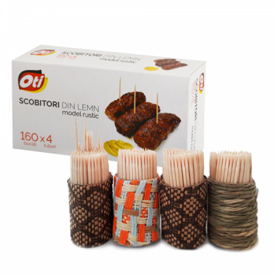 Set 4 tuburi Scobitori din lemn model rustic 65mm 4x160buc CNN45250
