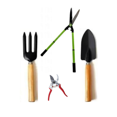 Set 4 unelte pentru gradinarit cu maner lemn furca 34cm J-1572 SNH