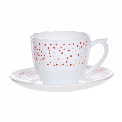 Set 6 Cesti Cafea 6 Farfurii Opal Alb Eljado 190ml WINTER DNC45318