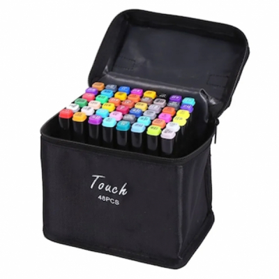 Set 48 Markere 2 capete subtire si gros geanta depozitare Multicolor Touch DNC66915