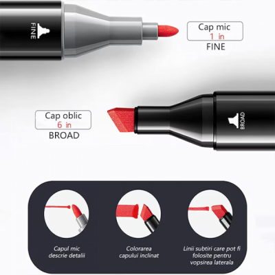 Set 48 Markere 2 capete subtire si gros geanta depozitare Multicolor Touch DNC66915