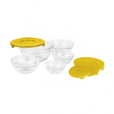 Set 5 Caserole Boluri Sticla cu Capace din Plastic GR336