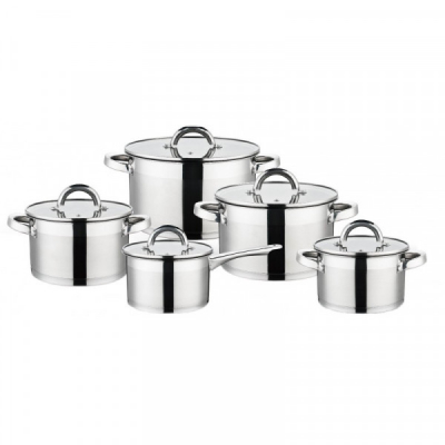 Set 5 Oale Inox Baza Inductie cu Capace Sticla Grunberg GR2461