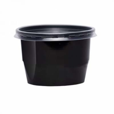 Set 50 boluri PP negre cu capac transparent supa 680ml DNC66379