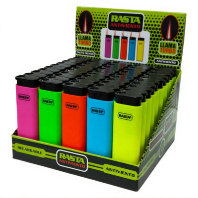 Set 50 Brichete Reincarcabile cu Gaz Antivant Jet Soft Color Rasta DNC61263