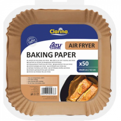 Set 50 Forme Patrate Hartie Copt AirFryer 16x16x4.5cm Clarina DNC65566