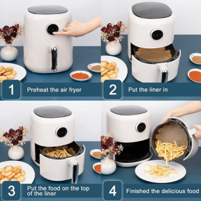 Set 50 Forme Patrate Hartie de Copt AirFryer 20x20x4.5cm Wei A13833