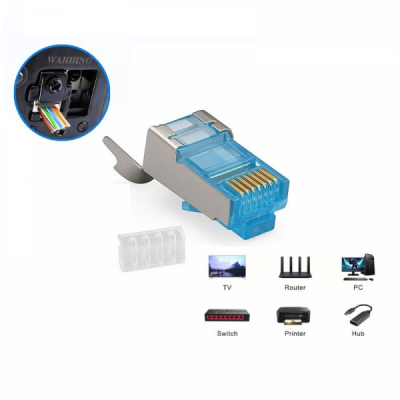 Set 50 Mufe RJ45 S/FTP CAT 7 Albastru cu Ecranare Metalica 12H028 XXM