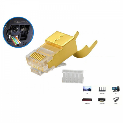 Set 50 Mufe RJ45 S/FTP CAT 8 CUT Auriu cu Ecranare Metalica 12H031 XXM