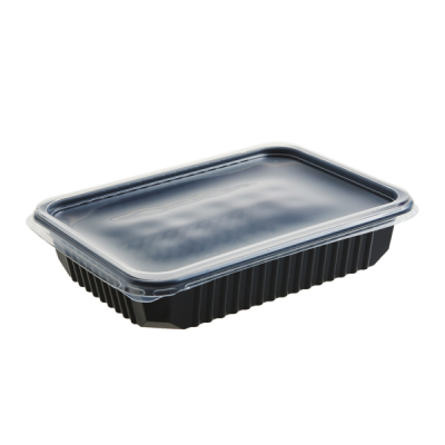 Set 50x Caserole negre microunde cu capac 500ml PP DNC54011