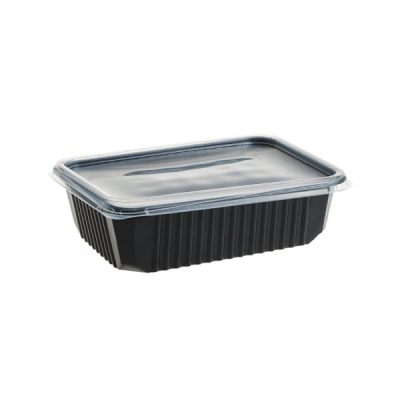 Set 50x Caserole negre microunde cu capac 750ml PP DNC54012