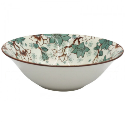 Set 6 Boluri Salata Ceramica Model Floral Verde 17.5cm DNC64789