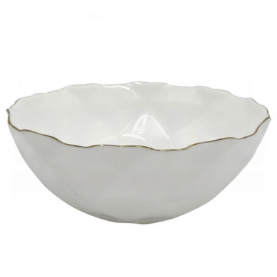 Set 6 Boluri Salata Opal Infinity Alb cu Margini Aurii 15cm DNC63274 CNN50884