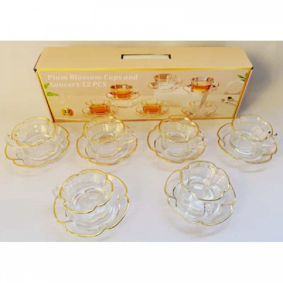 Set 6 Cani Ceai 180ml si 6 Farfurioare Sticla Wei A16491 DNC68093