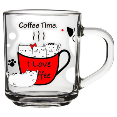 Set 6 Cani Sticla Model Coffee Time PISICI Kandil 246ml CNCT246K CNN50684