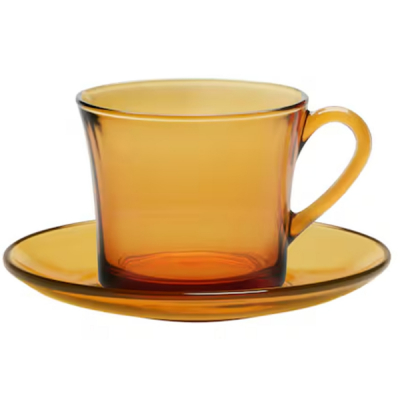 Set 6 cesti cafea ceai 6 farfurii sticla Ambar 180ml Duralex CNN50750