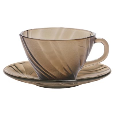 Set 6 cesti cafea ceai 6 farfurii sticla Rivage Creole 180ml Duralex CNN50749