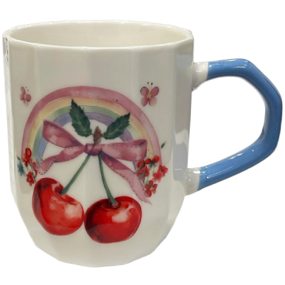 Set 6 Cesti Cafea Ceramica Decor Cirese 400ml 115-1 CNN52362