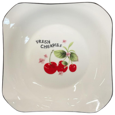 Set 6 Farfurii Adanci Ceramica Decor Cirese 19x19x3cm 115-3 NR.9 CNN52364