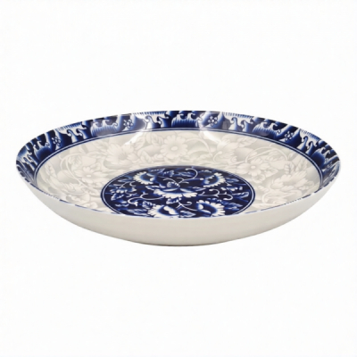 Set 6 Farfurii Adanci Ceramica Model Medalion Albastru 21cm DNC70105