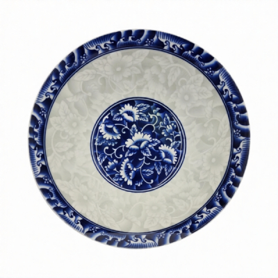 Set 6 Farfurii Adanci Ceramica Model Medalion Albastru 21cm DNC70105