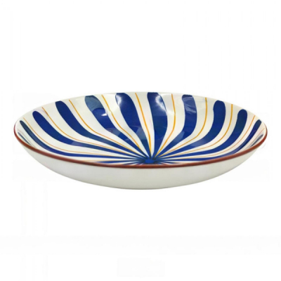 Set 6 Farfurii Adanci Ceramica Model Raze Albastre 21cm DNC70104