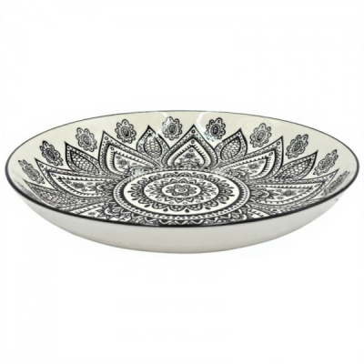 Set 6 Farfurii Adanci Ceramica Model Traditional Negru 21cm DNC64875
