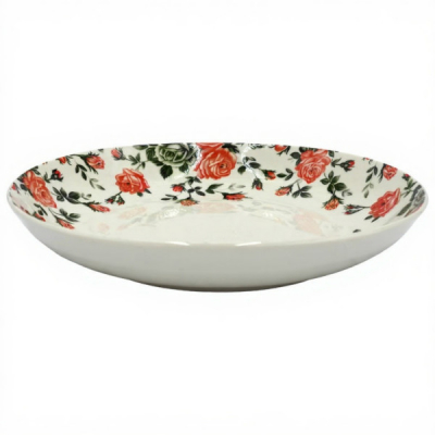 Set 6 Farfurii Adanci Ceramica Model Trandafir Rosu 21cm DNC64872