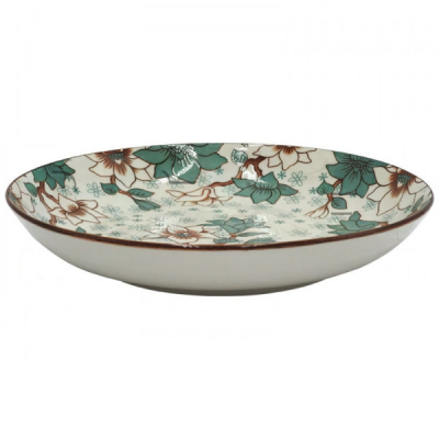 Set 6 Farfurii Adanci Cermica Model Floral Verde 21cm DNC64788
