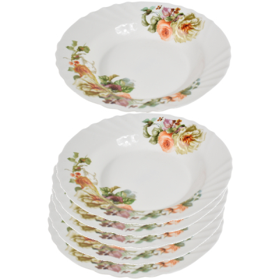 Set 6 Farfurii Adanci Opal Alb Trandafiri 23cm DEC008 LBSP-90 CNN33737