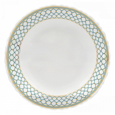 Set 6 Farfurii Adanci Selina Green Opal Alb cu Model Verde 23cm DNC63068