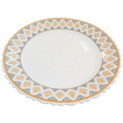 Set 6 Farfurii Desert Opal Alb Model Ikkat 19cm DNC62775