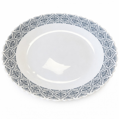 Set 6 Farfurii Intinse Mari Opal Alb Model Sivas Blue 26cm CNN52719