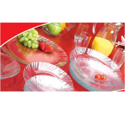 Set 6 Farfurii Intinse Sticla Transparenta 25cm