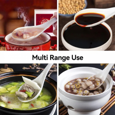 Set 6 Lingurite chinezesti pentru supa ceramica alba NR3 14x4.5cm MLL