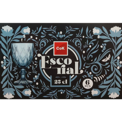 Set 6 Pahare Sticla cu picior 250ml Cok Escorial Blue 157-0010 CNN49480