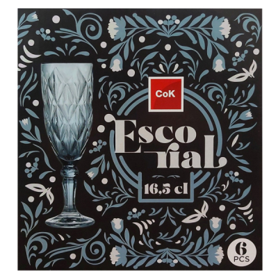Set 6 Pahare Sticla cu picior Cok Blue 165ml Sampanie 157-0009 CNN49479