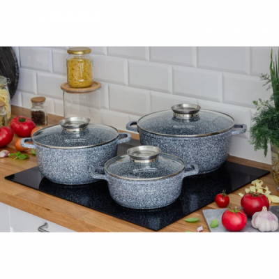 Set 6 Piese Cratite Aluminiu Capac Sticla 20 24 28cm Edenberg EB-8020 DNC57031