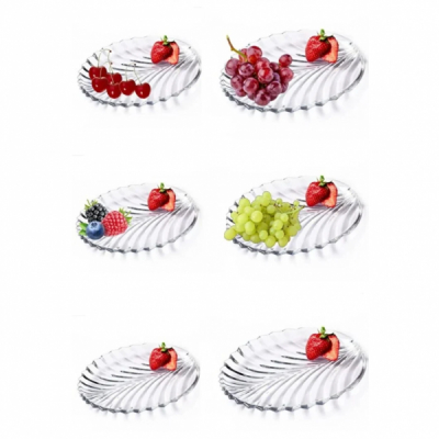 Set 6 platouri sticla model frunza Kaveh Santa 20cm DT1136GCL CNN41411